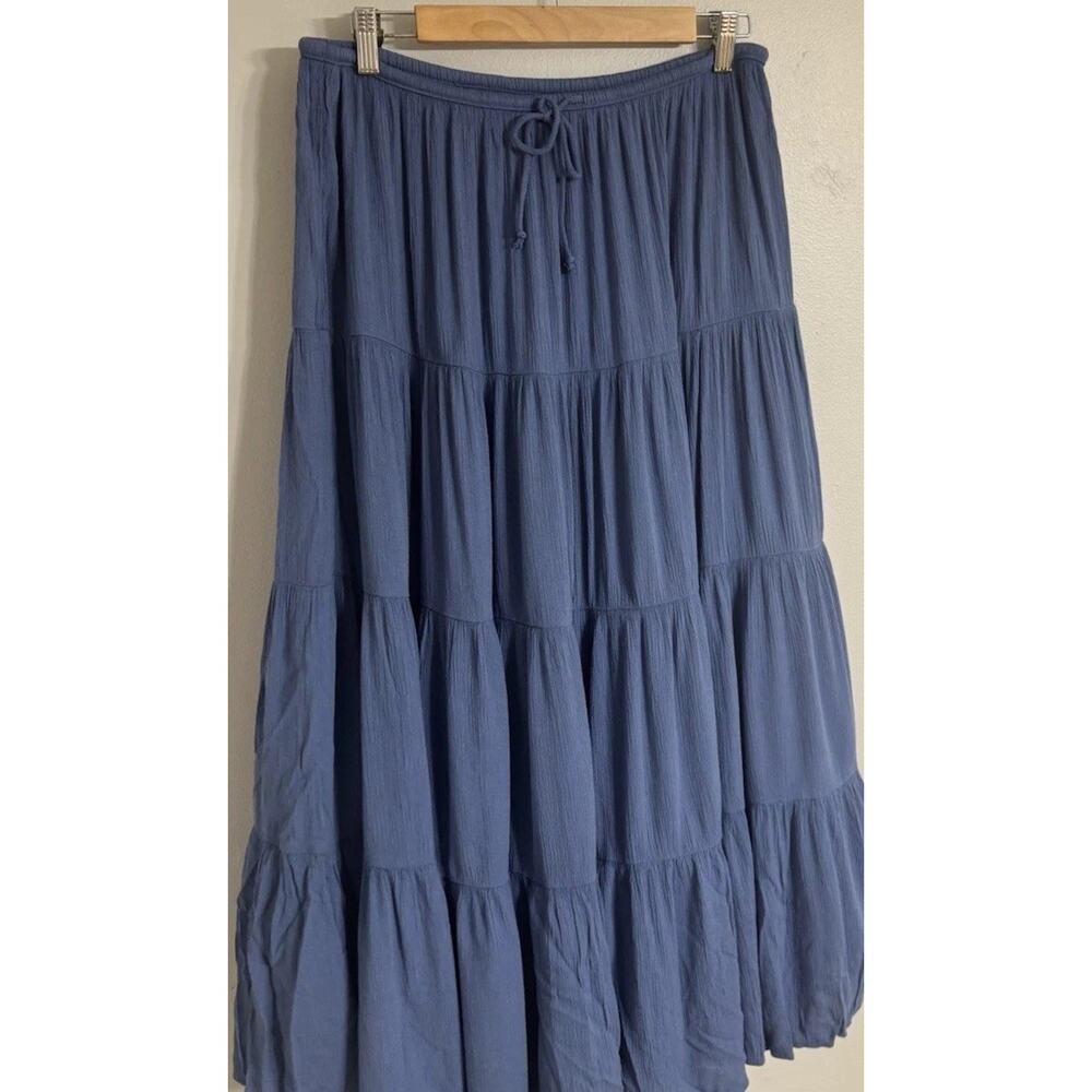 Aerie Maxi Skirt Women’s Size Large Tiered Skirt Relaxed Pull-On Blue NWT - Picture 3 of 12